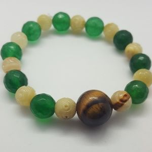 Boho beaded bracelet Genuine gemstone mix